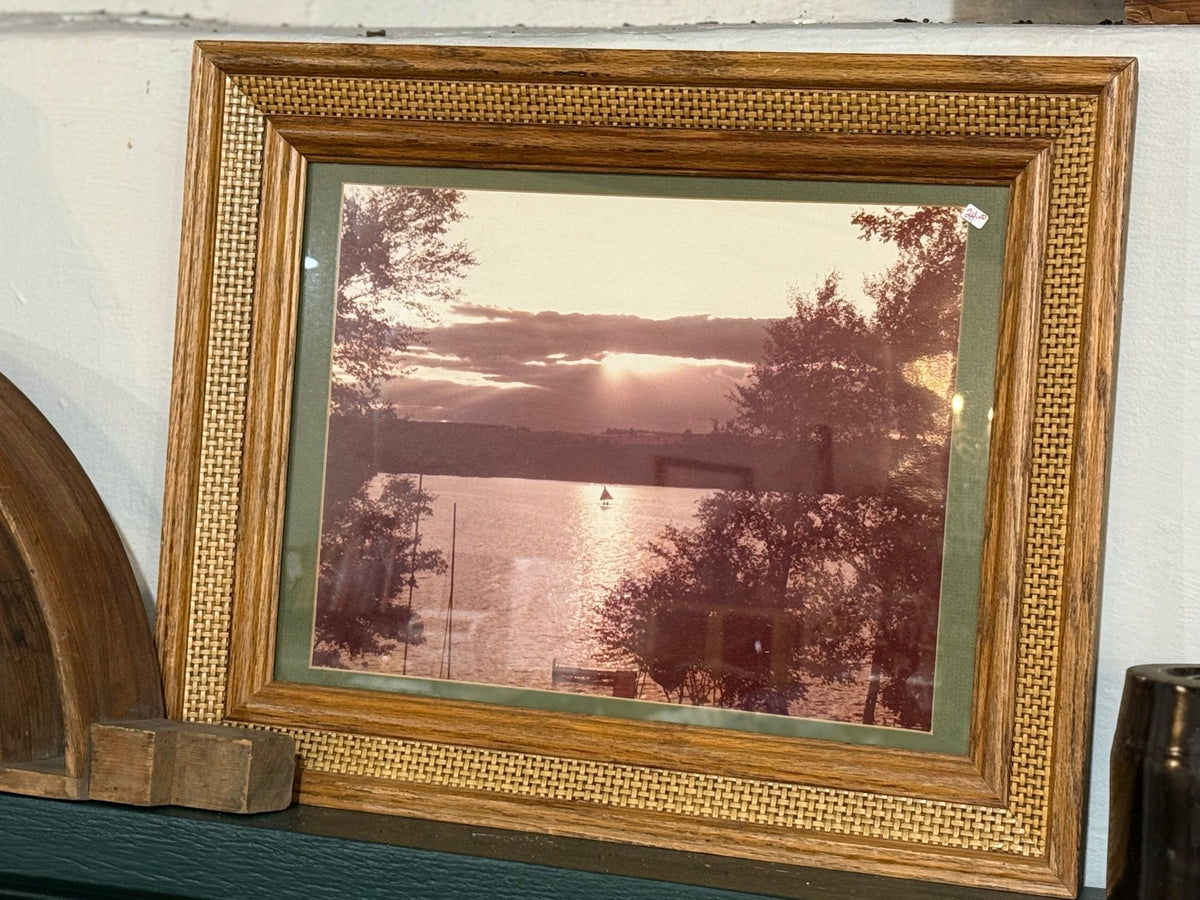 Vintage Framed Lake Scene - The Mustard Seed Collection, The Seed