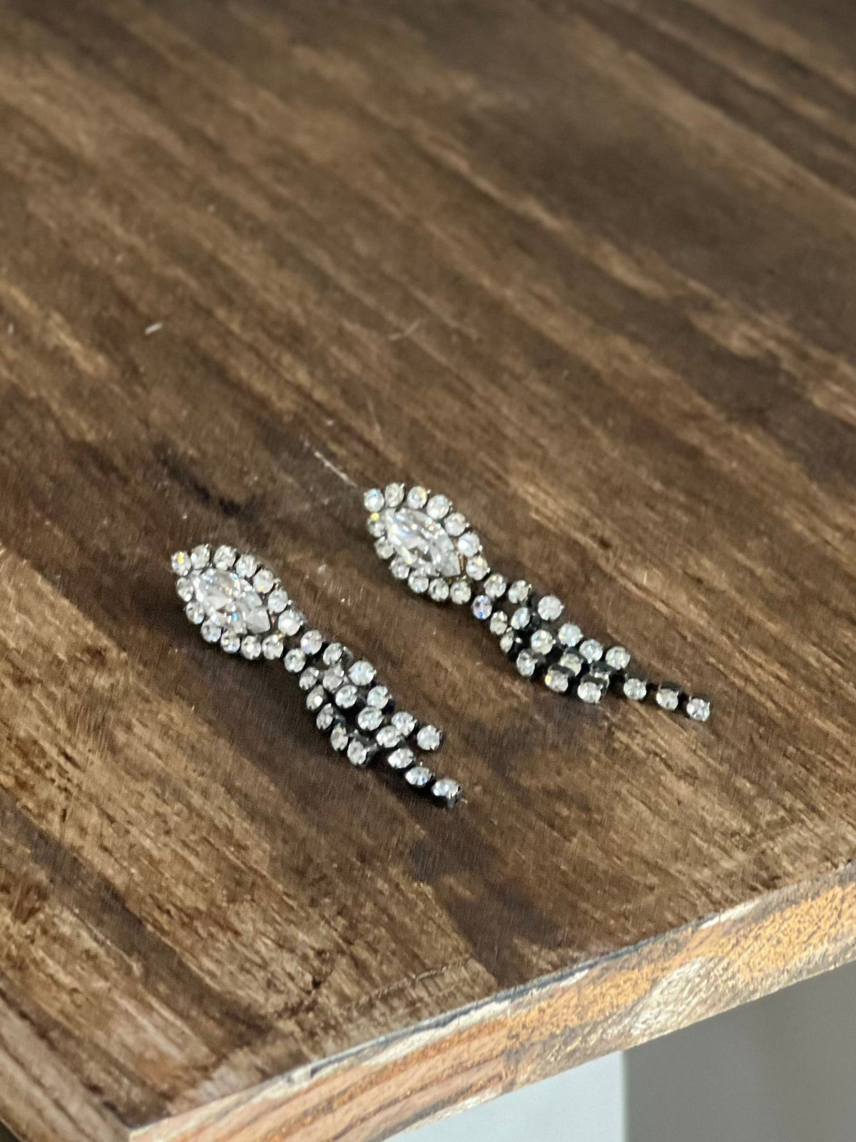 Vintage Glamour Marquise & Tiered Rhinestone Drop Post Earrings