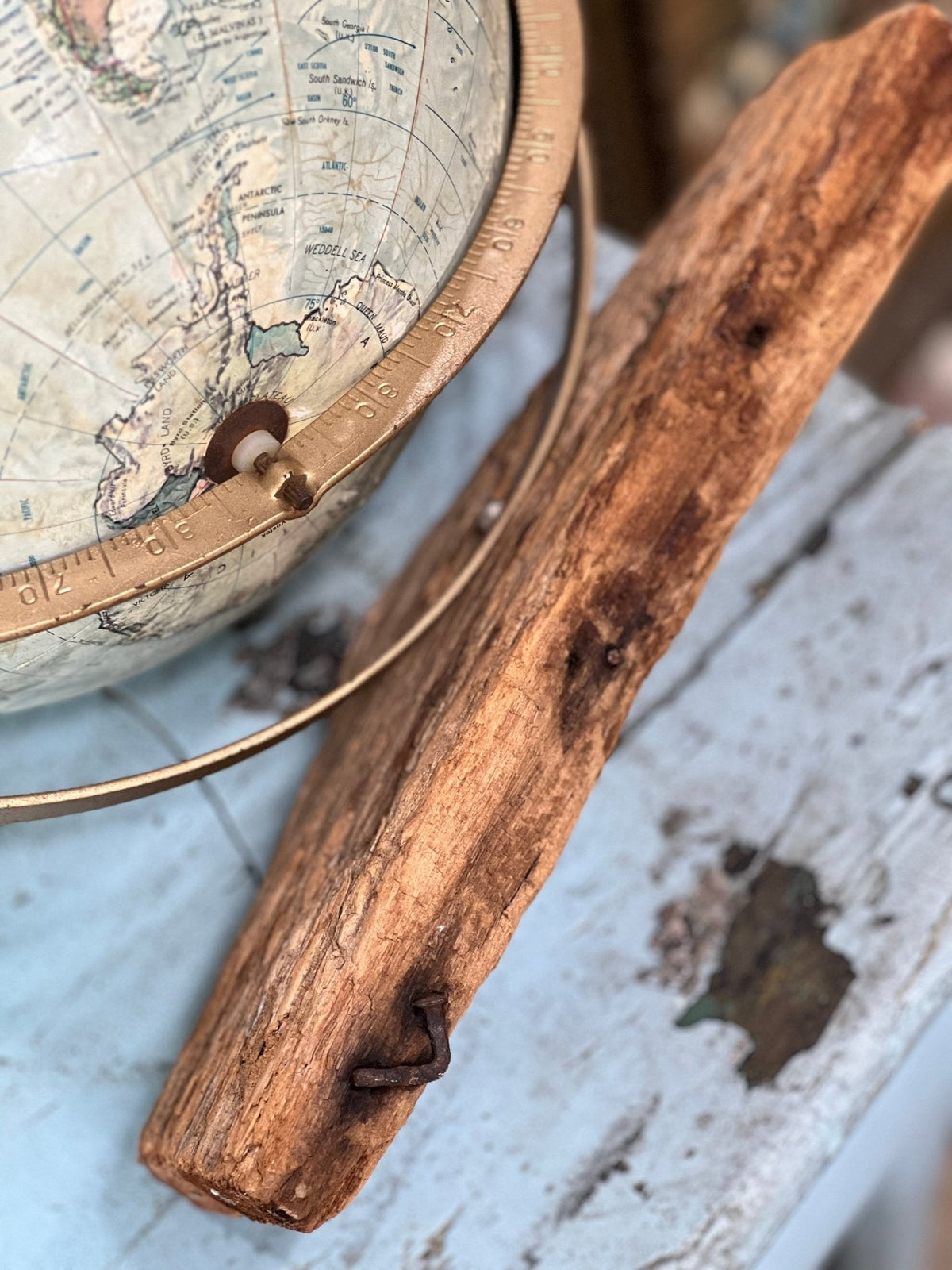 Vintage Globe Mounted on Board 