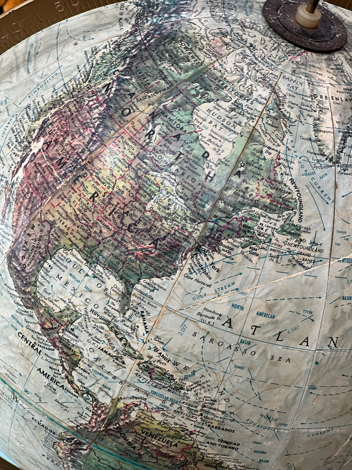 Vintage Globe Mounted on Board 