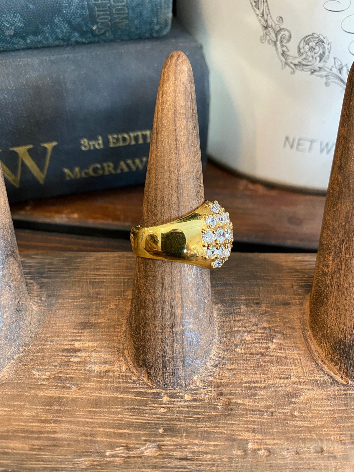 Vintage Gold Plated Sterling with Rhinestones Ring - The Mustard Seed Collection, The Seed