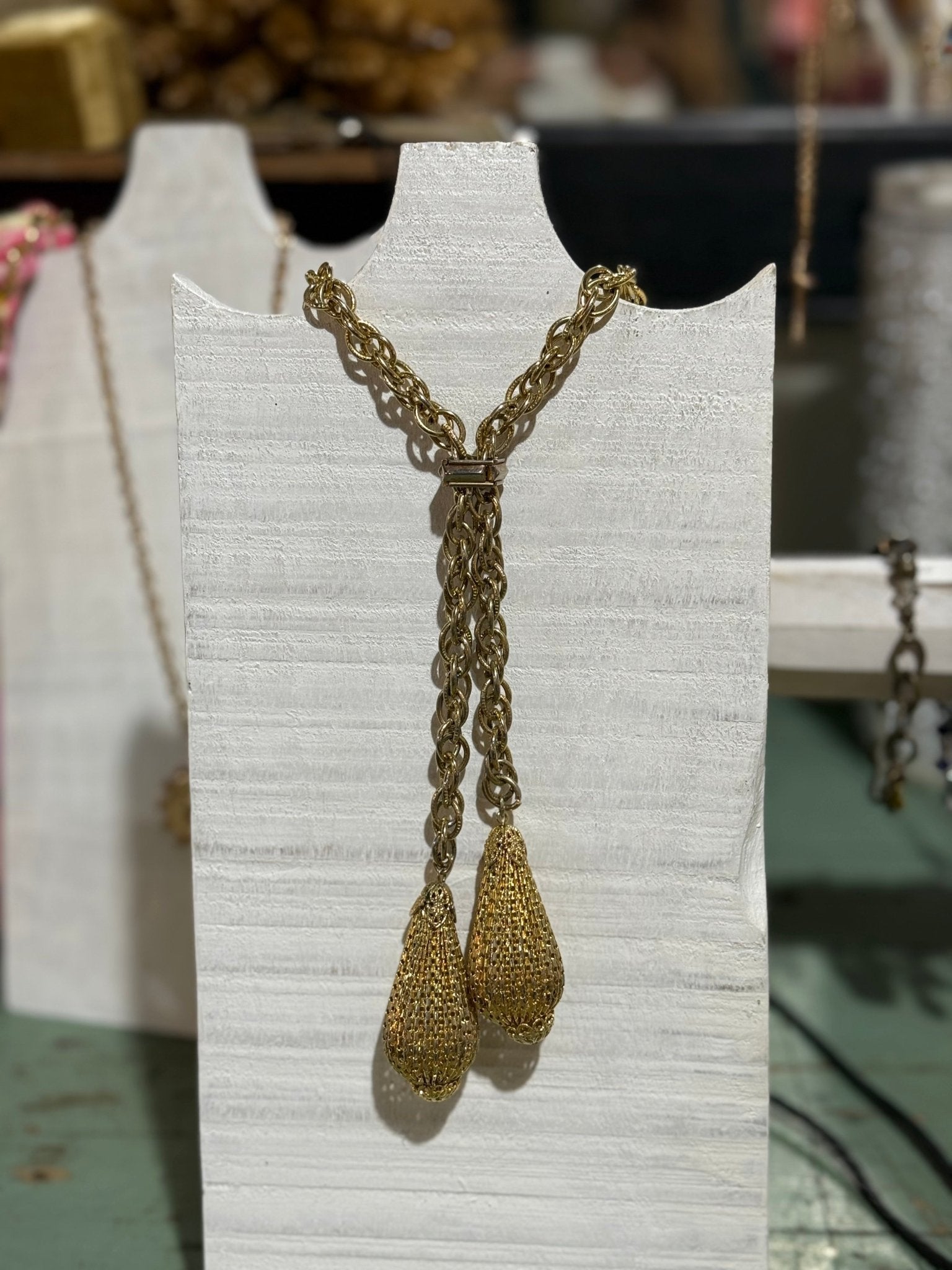 Vintage Gold Tone 2 Bulb Necklace