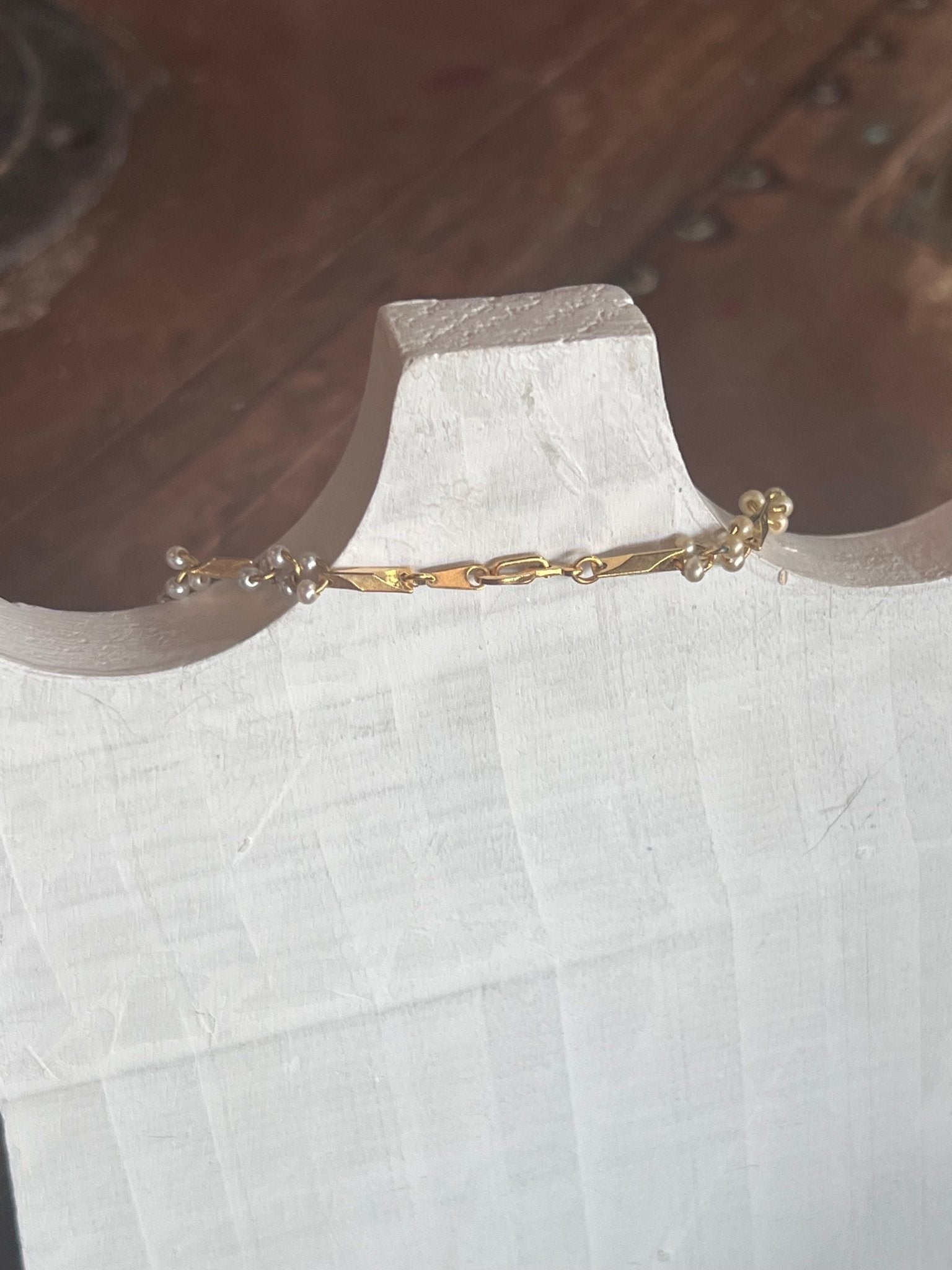 Vintage Gold-tone Necklace with Beads and Bars 