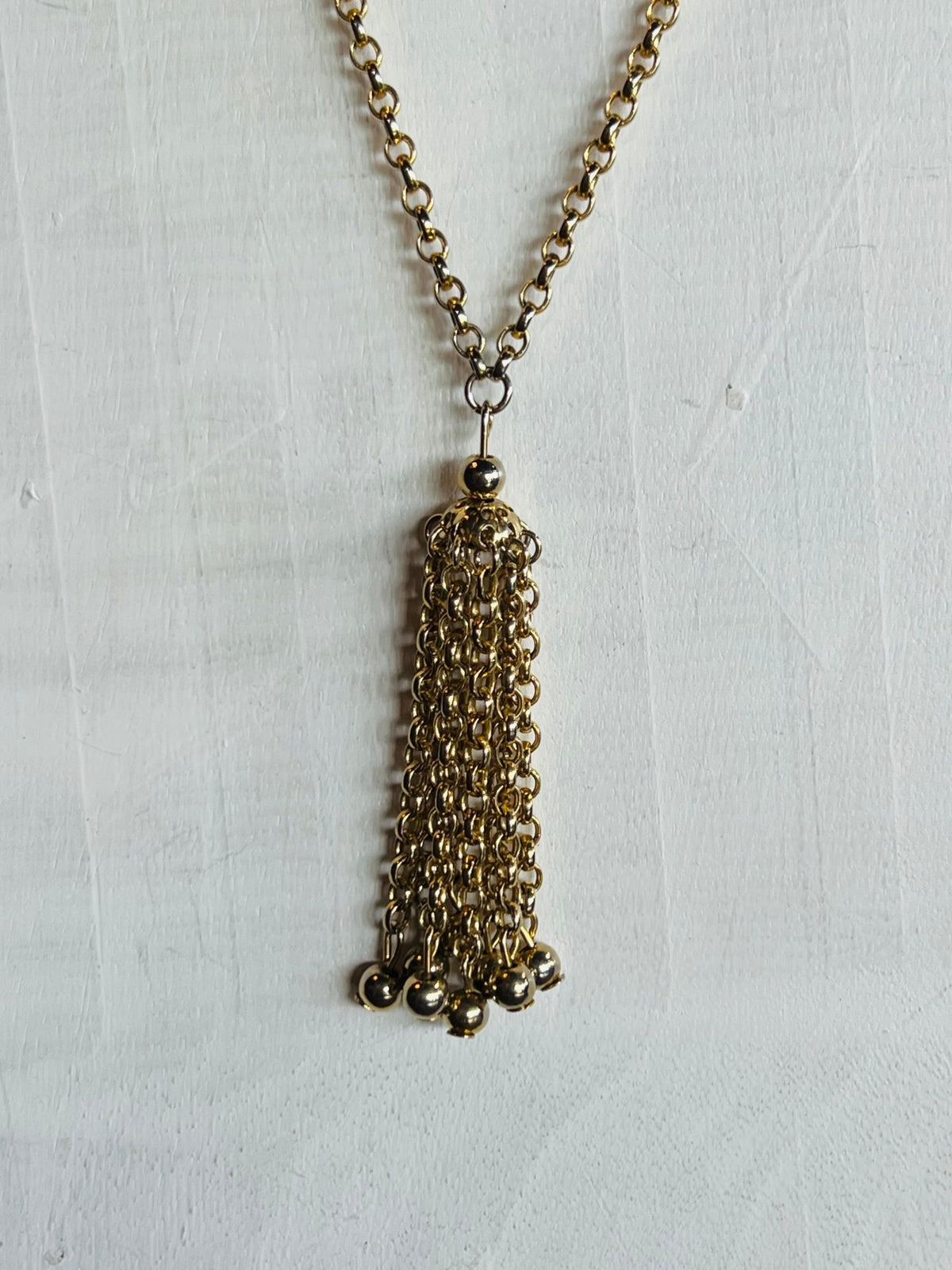 Vintage Gold-Tone Tassel Station Chain Necklace - 28"Necklaces