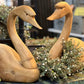 Vintage Hand-Carved Solid Wood Swan Decoys / Sculptures - Pair - The Mustard Seed Collection, The Seed