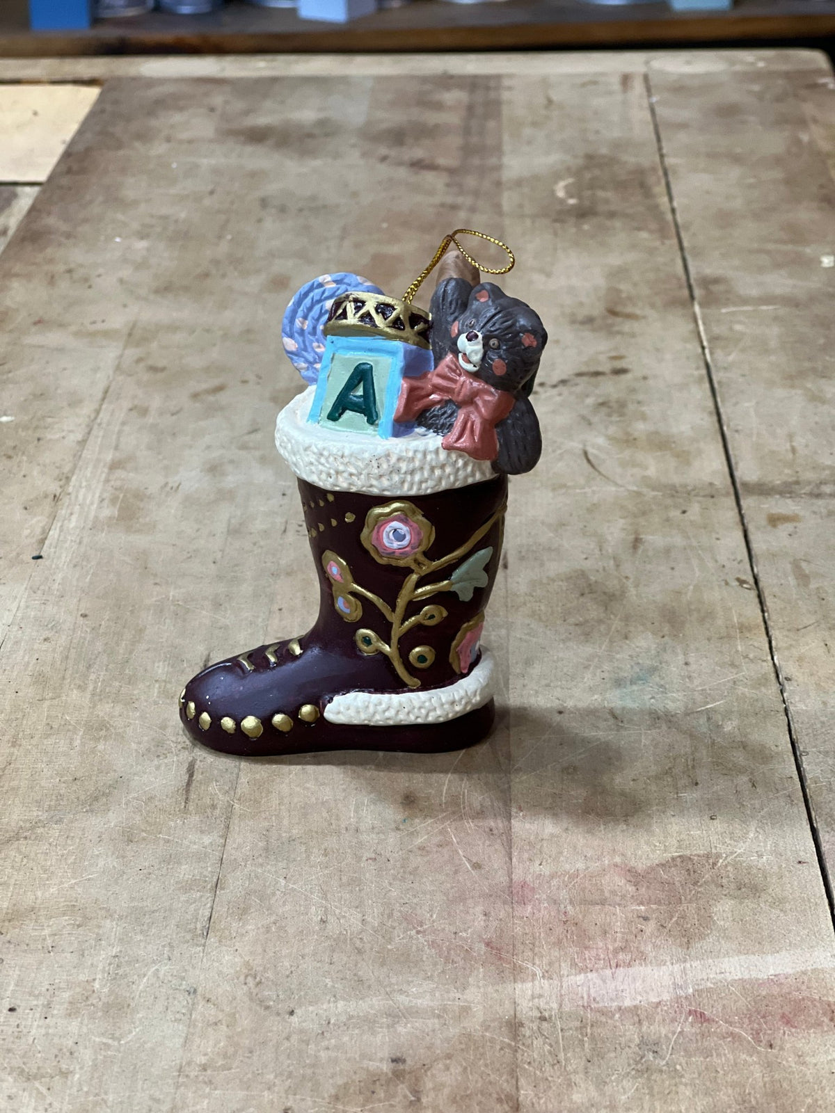 Vintage Hand-Painted Ceramic Christmas Boot Ornaments - Filled with Nostalgic Toys (Sold Separately) - The Mustard Seed Collection, The Seed