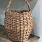 Vintage Handwoven Willow Gathering Basket with Twisted Handle – 15" Farmhouse Basket