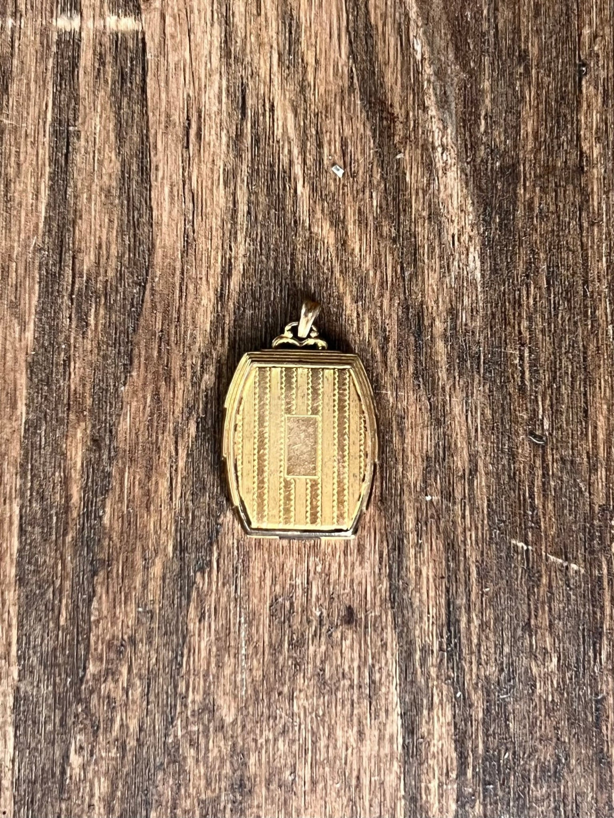 Vintage Hayward Art Deco Rectangular Locket – 1/20 12K Gold Filled Engine-Turned Pendant