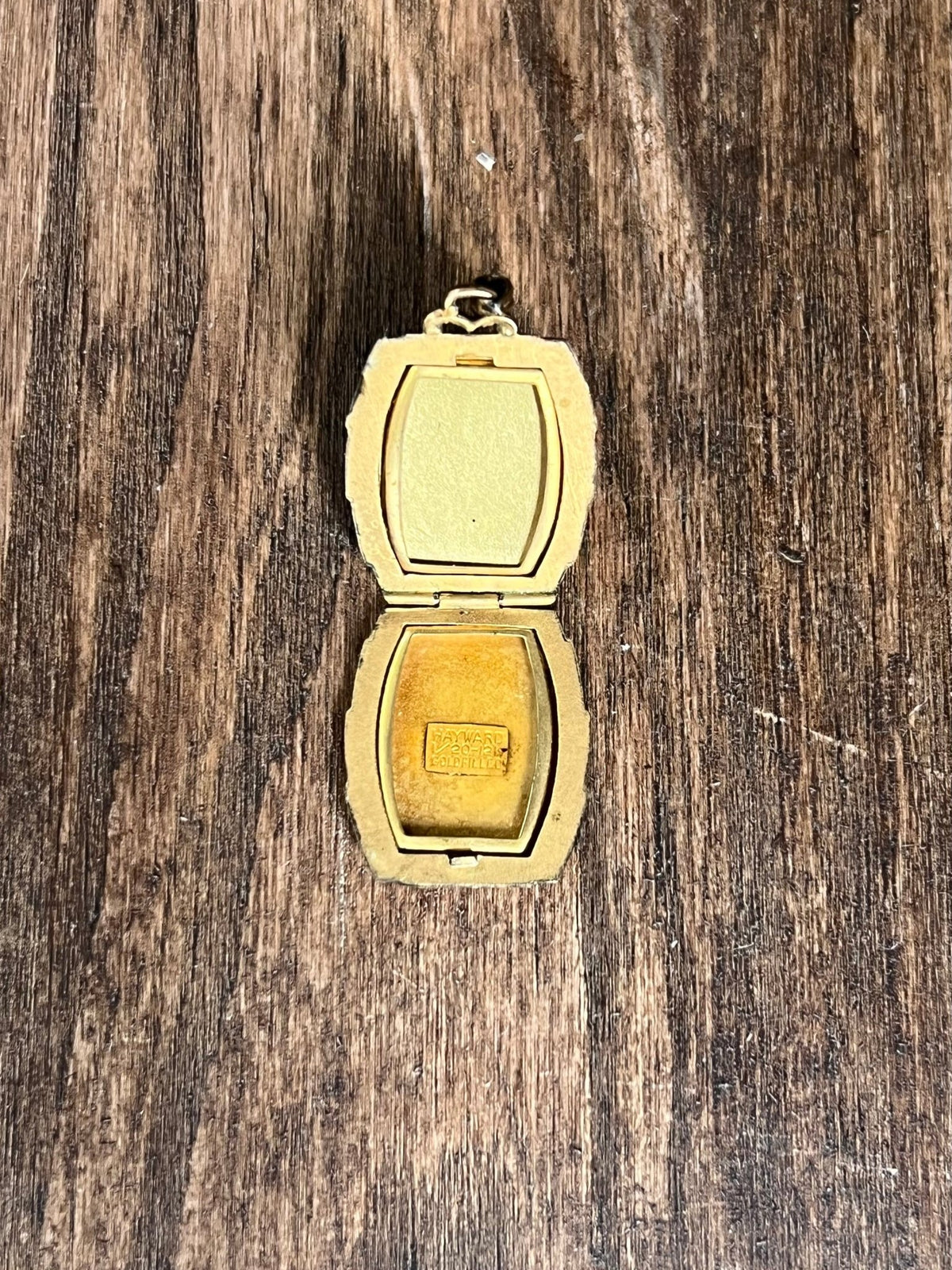 Vintage Hayward Art Deco Rectangular Locket – 1/20 12K Gold Filled Engine-Turned Pendant