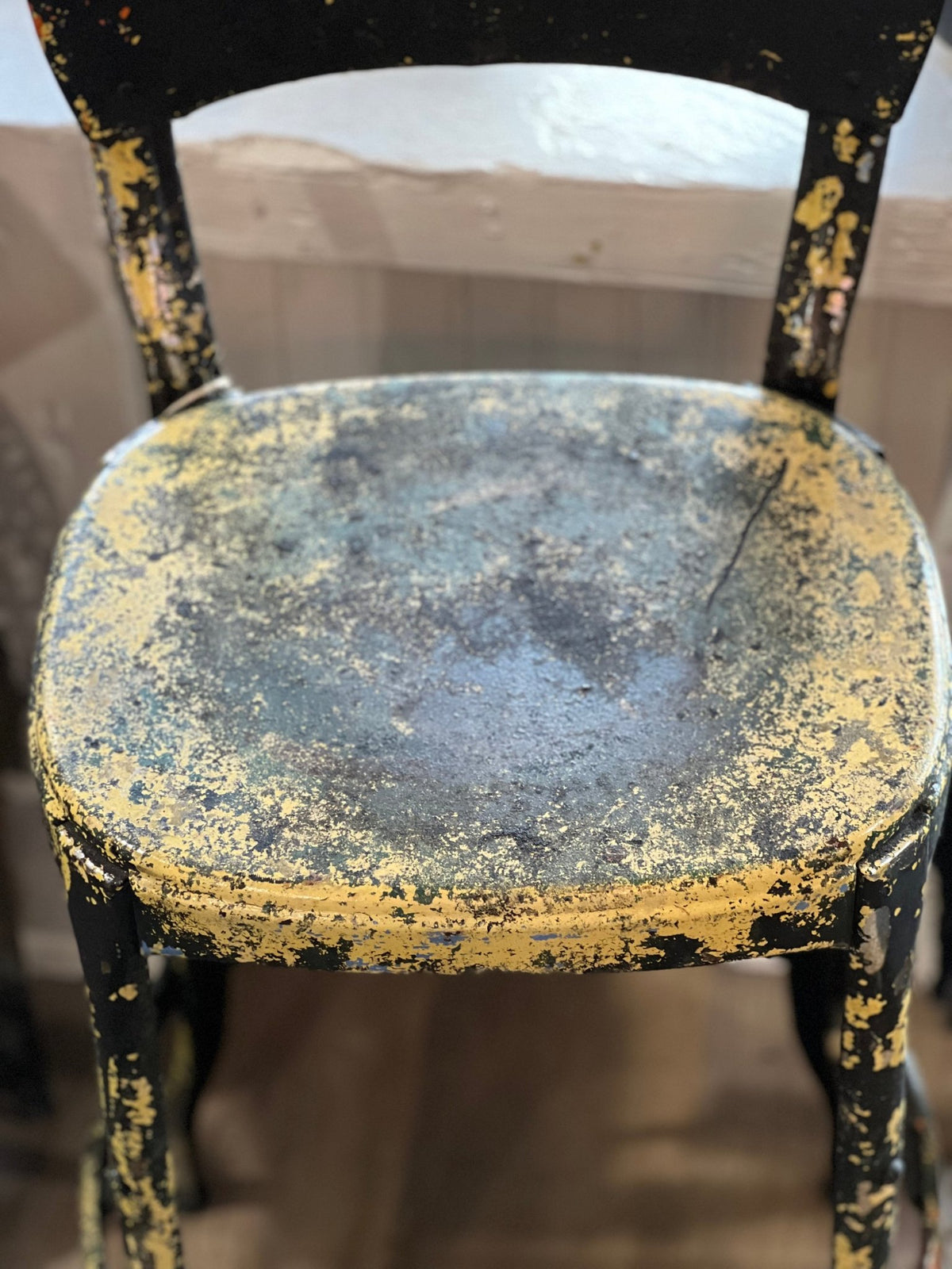 Vintage Industrial Distressed Metal Bar Stool - 35" Tall Counter Seating - The Mustard Seed Collection, The Seed