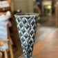 Vintage-Inspired Black Harlequin Diamond Metal Trumpet Vase Mediumhome decor
