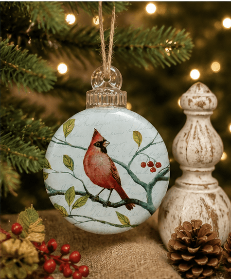 Vintage Cardinal Glass Ornament
