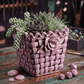 Vintage-Inspired Ceramic Woven Basket Planter with Rose Detail 