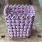 Vintage-Inspired Ceramic Woven Basket Planter with Rose Detail 