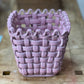 Vintage-Inspired Ceramic Woven Basket Planter with Rose Detail