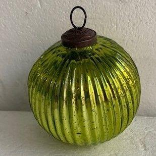 Vintage Inspired Green Vertical Rib Round Ornament - The Mustard Seed Collection, The Seed