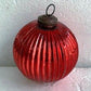 Vintage Inspired Red Smooth Vertical Rib Round Ornament - The Mustard Seed Collection, The Seed
