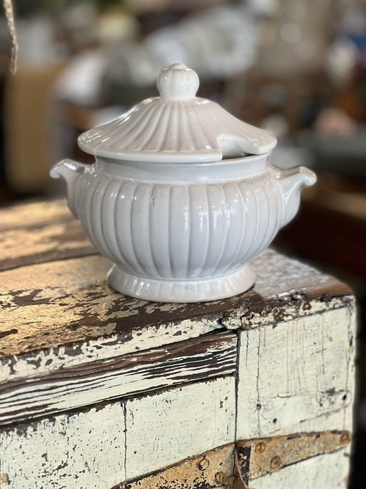 Vintage Japanese White Ironstone Tureen Soy Candle - The Mustard Seed Collection, The Seed