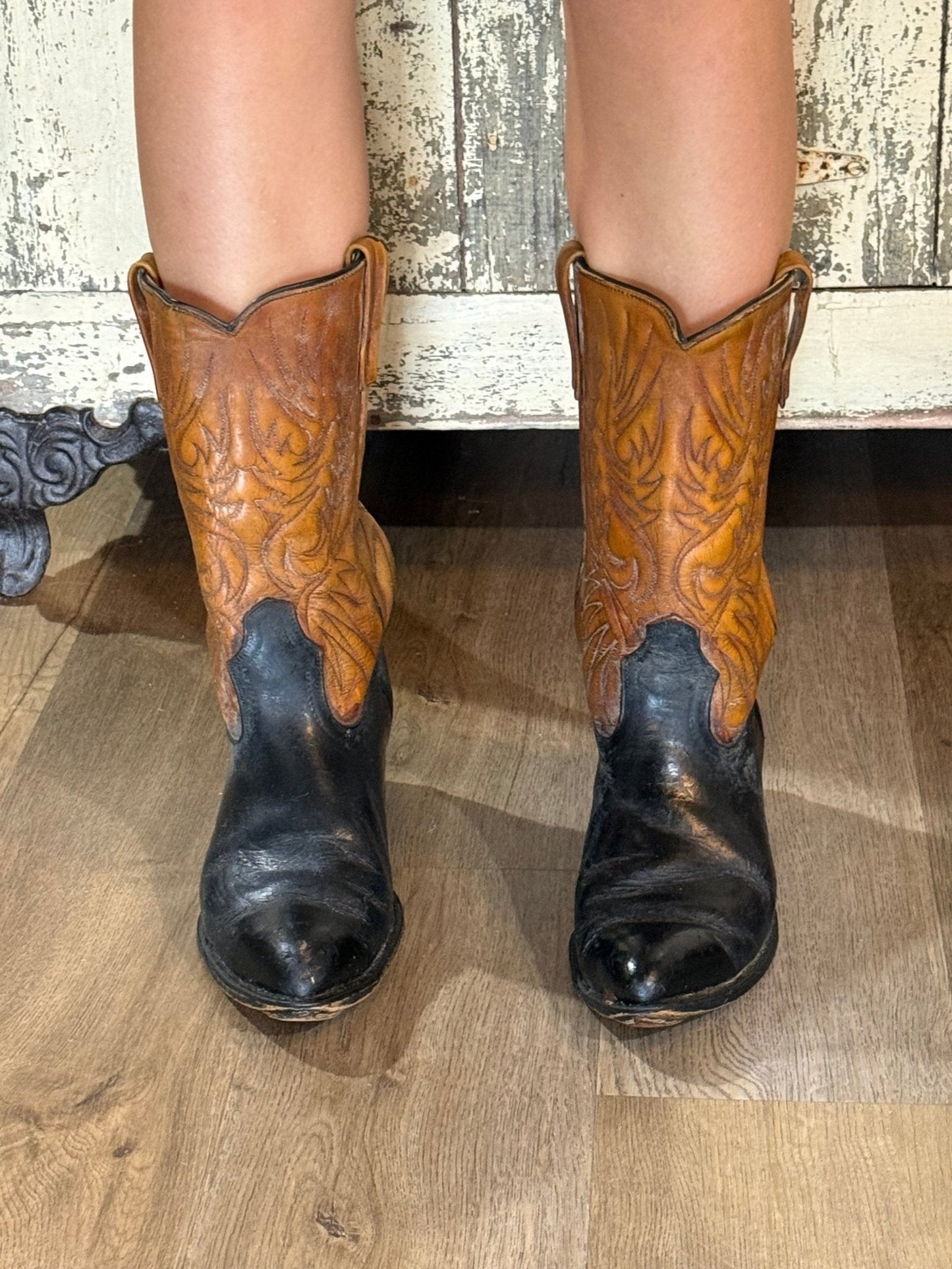 Vintage Justin Boots Two-Tone Western Cowboy Boots | Men's 9.5 B - The Mustard Seed Collection, The Seed
