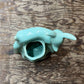 Vintage Mid-Century Ceramic Deer & Tree Stump Planter - Pastel Aqua Green - 5.5" - The Mustard Seed Collection, The Seed