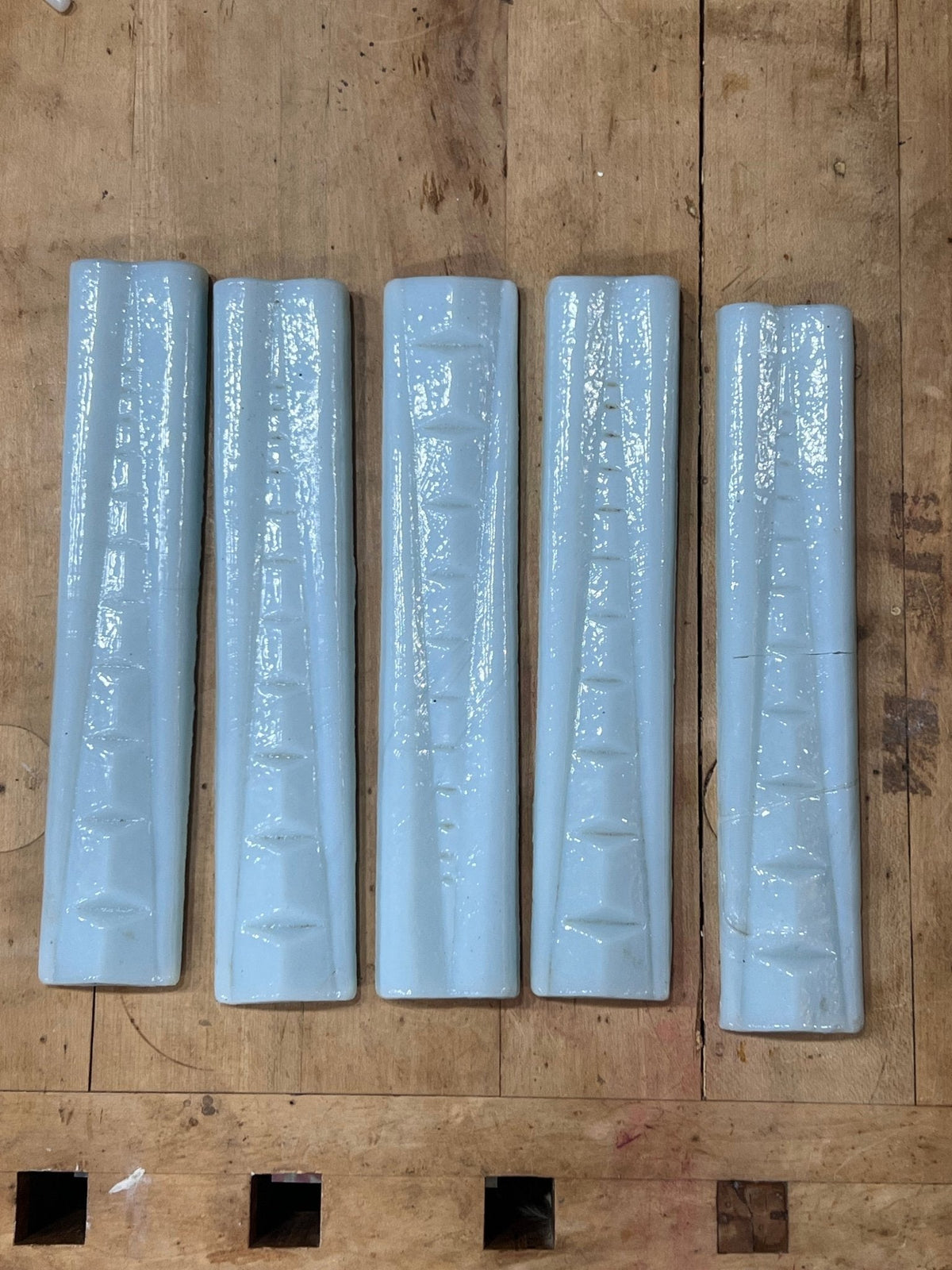 Vintage Mid-Century Modern Slag Glass Architectural Border Inserts Set (9.5" x 2") - The Mustard Seed Collection, The Seed