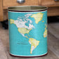 Vintage Mid-Century Rand McNally World Map Metal Wastebasket – J.L. Clark Litho Trash Can