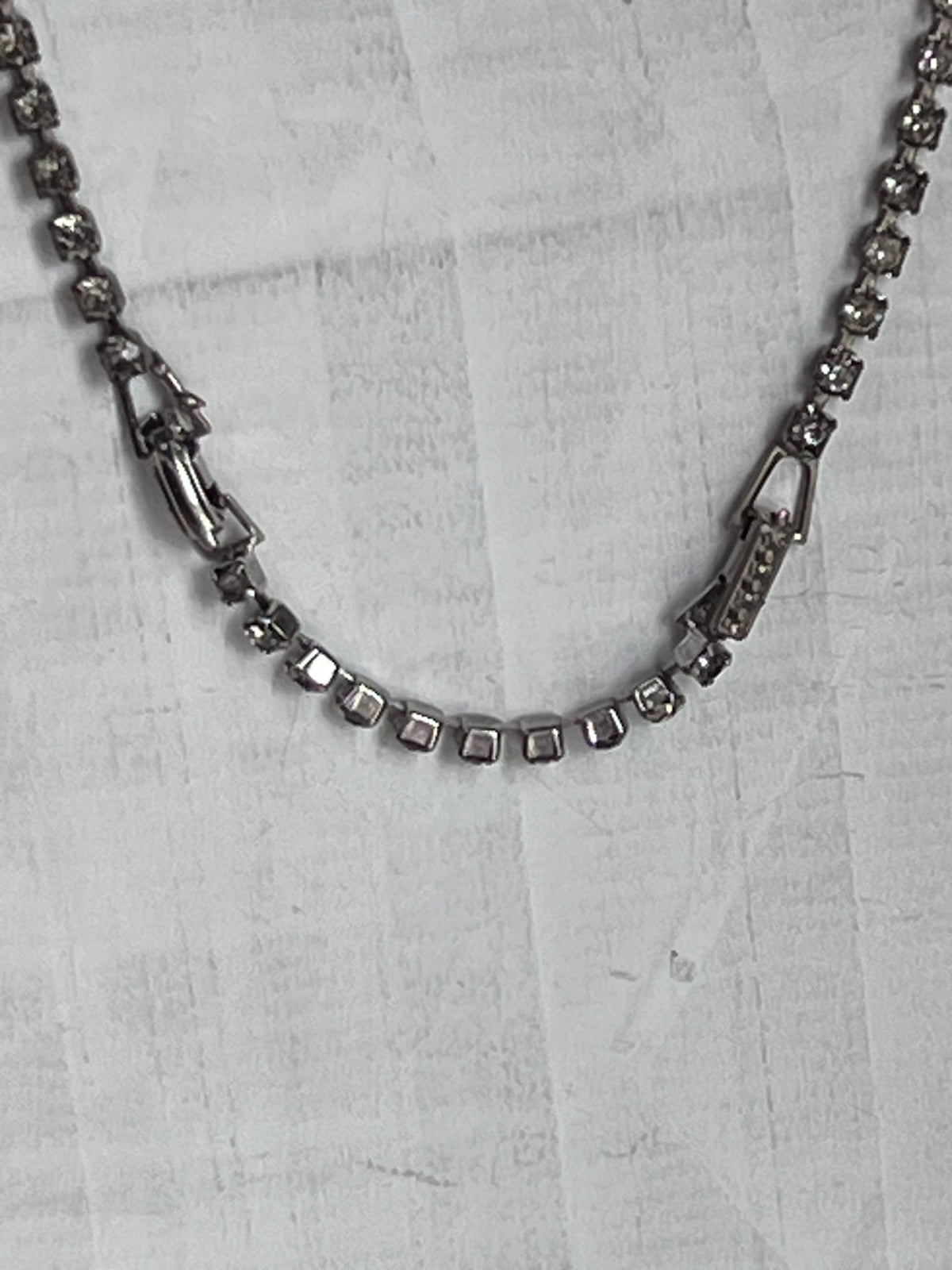 Vintage Mid-Century Rhinestone Festoon Necklace & Screw-Back Earrings Set