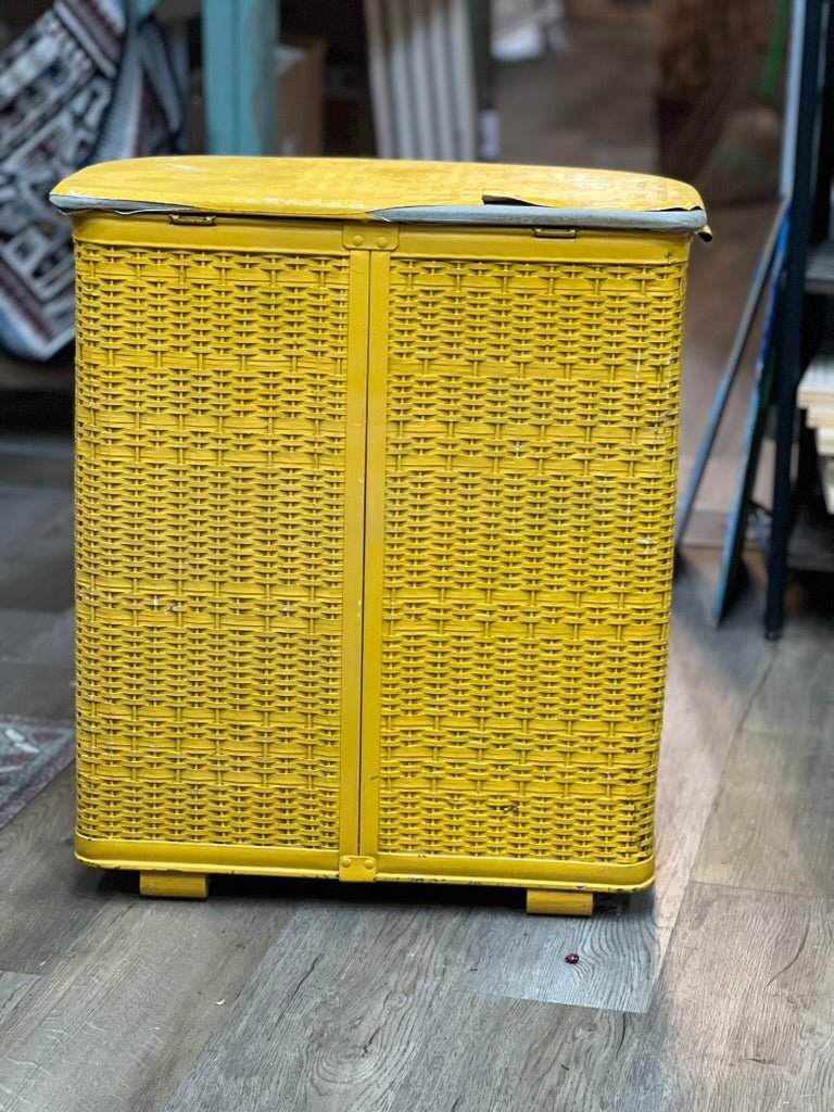 Vintage Mid-Century Woven Laundry Hamper - The Mustard Seed Collection, The Seed