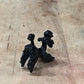 Vintage Miniature Black Art Glass Poodle Figurine MCM Blown Glass Tiny Dog