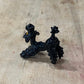 Vintage Miniature Black Art Glass Poodle Figurine MCM Blown Glass Tiny Dog