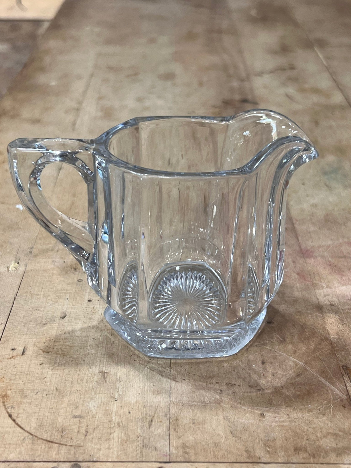 Vintage Paneled Clear Glass Creamer Pitcher - The Mustard Seed Collection, The Seed
