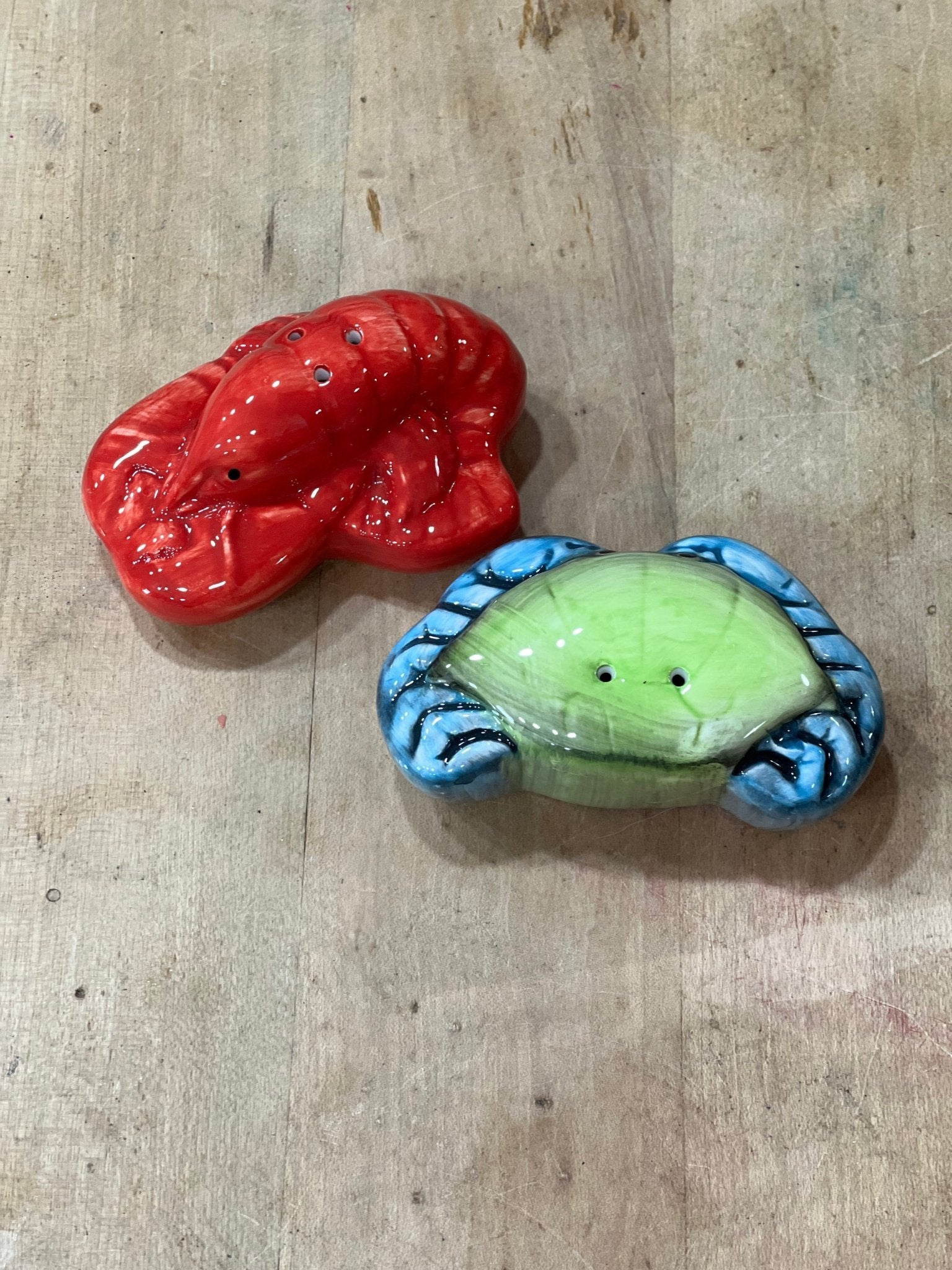 Vintage Paul Brent Ceramic Coastal Lobster & Crab Salt and Pepper Shakers Set 