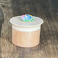 Vintage Peach Opal Glass Vanity Cosmetic Jar with Floral Lid (2.5" x 2.75")trinket box