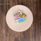 Vintage Peach Opal Glass Vanity Cosmetic Jar with Floral Lid (2.5" x 2.75")trinket box