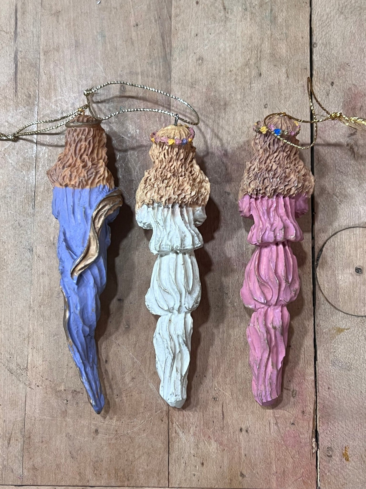 Vintage Pencil Angel Icicle Ornaments – Resin Christmas Tree Hanging Figurines (Sold Individually) - The Mustard Seed Collection, The Seed