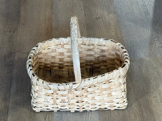 Vintage Primitive Split-Wood Gathering Basket with Handle - The Mustard Seed Collection, The Seed