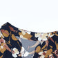 VINTAGE PRINT LONG SLEEVE V NECK DRESS: NAVY / XL