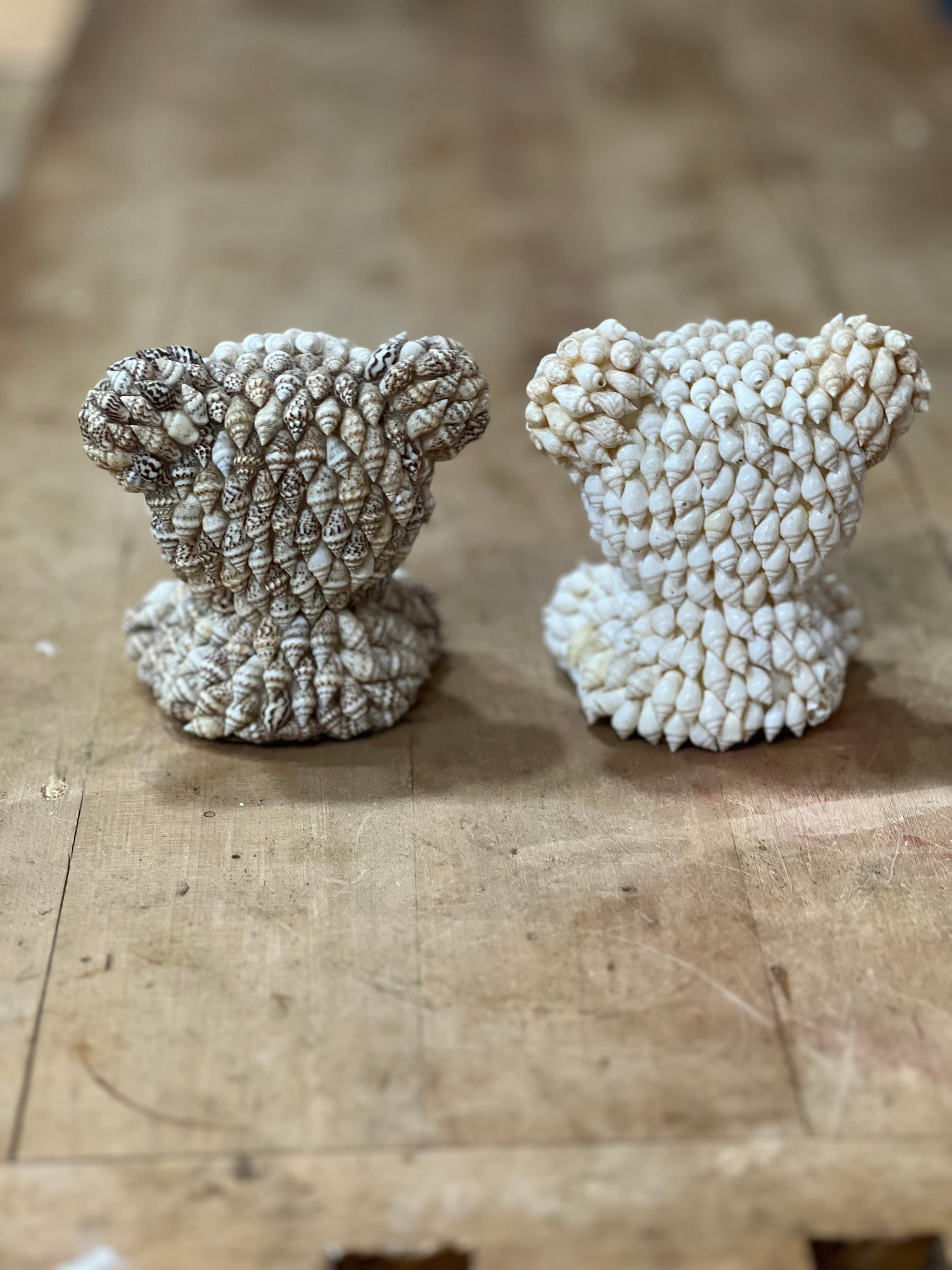 Vintage Seashell Teddy Bear Figurine