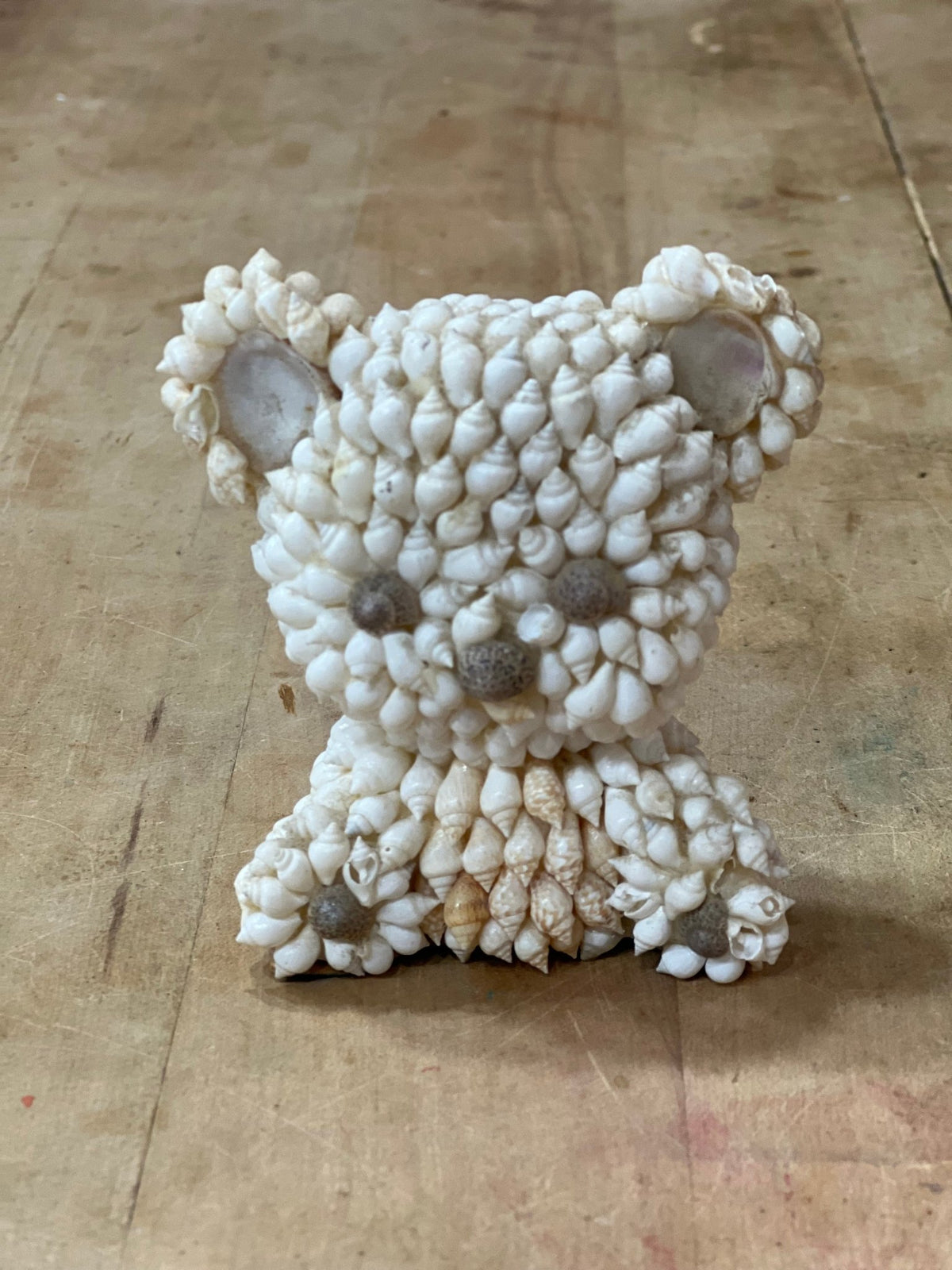 Vintage Seashell Teddy Bear Figurine 