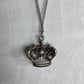Vintage Silver-Tone Faux Turquoise Crown Pendant Necklace – 18" ChainNecklaces