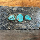 Vintage Southwestern Three-Stone Turquoise Scalloped Belt BuckleBelt