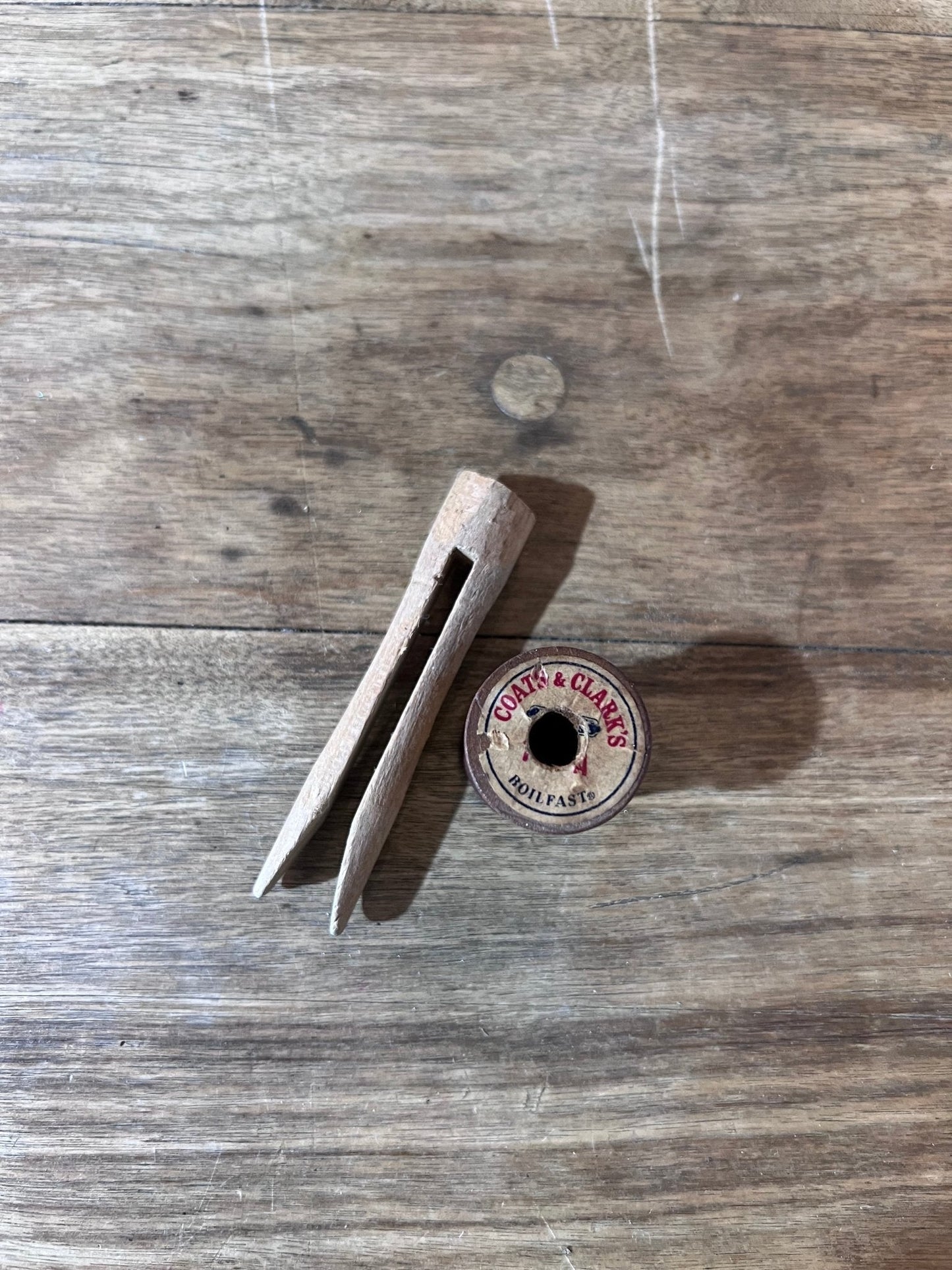 Vintage Spool & Hand Carved Clothes Pin - The Mustard Seed Collection, The Seed