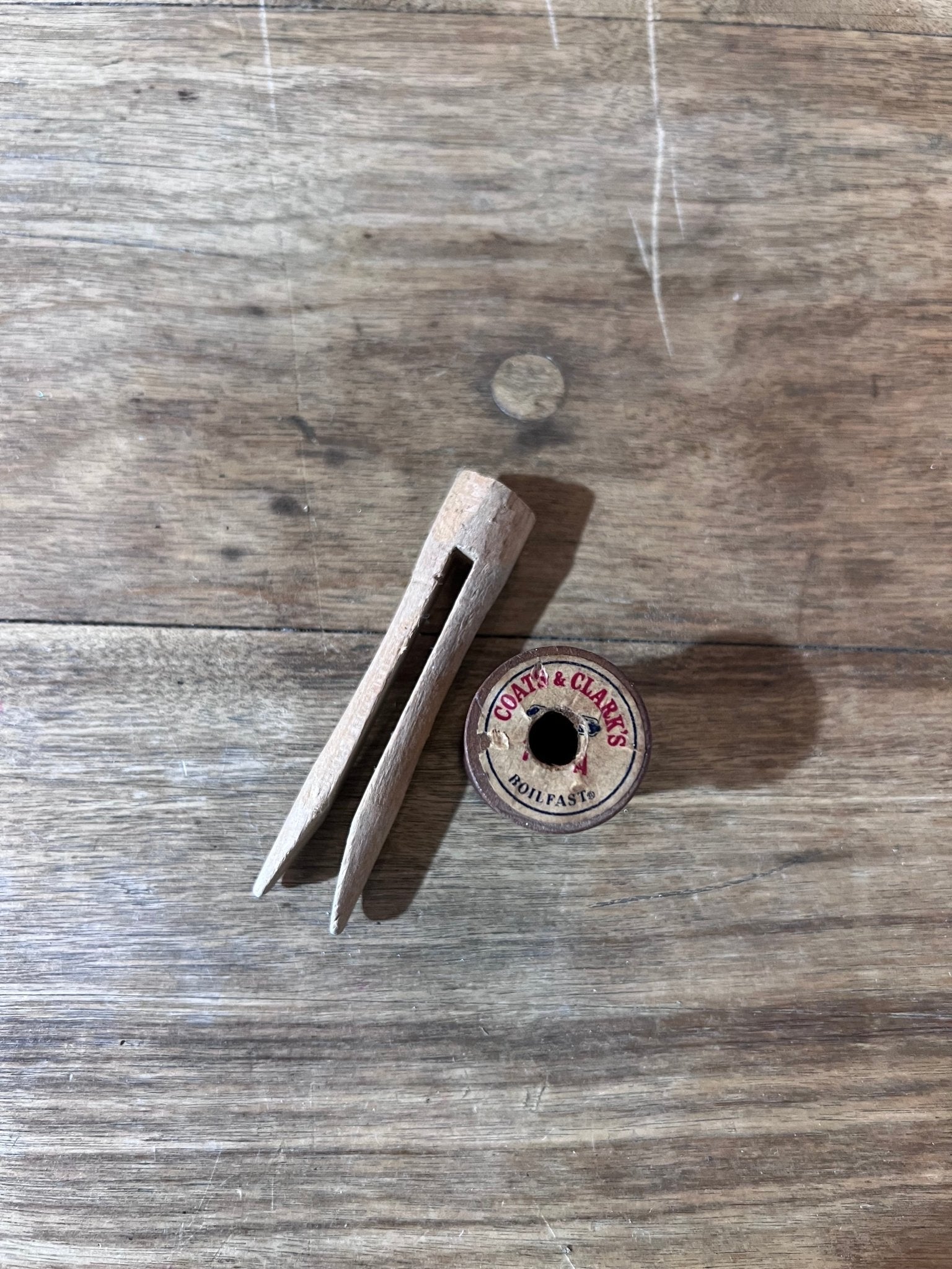 Vintage Spool & Hand Carved Clothes Pin - The Mustard Seed Collection, The Seed