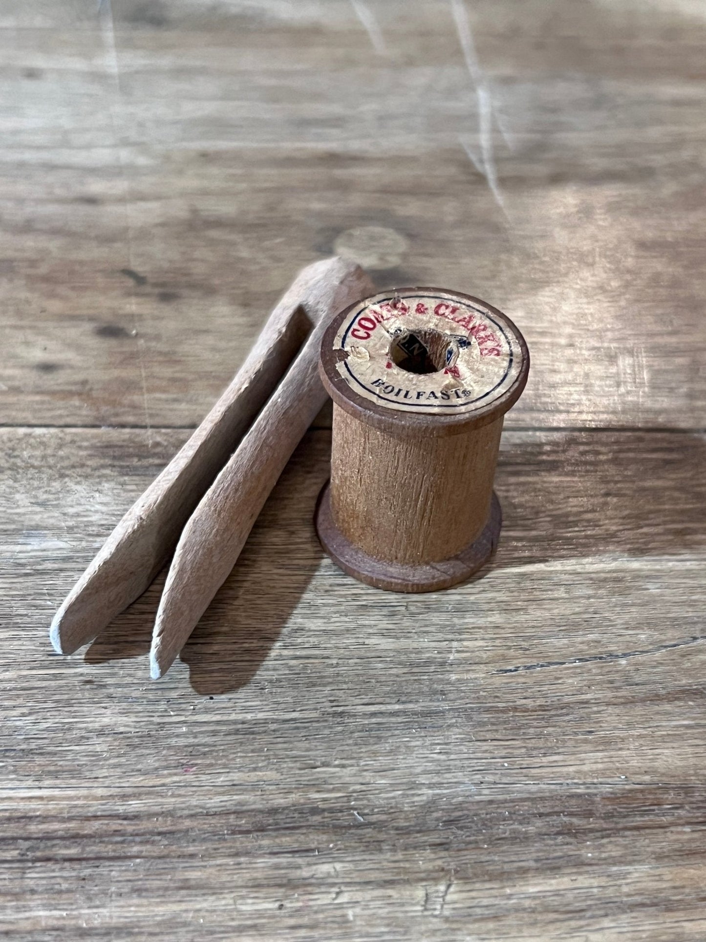 Vintage Spool & Hand Carved Clothes Pin - The Mustard Seed Collection, The Seed
