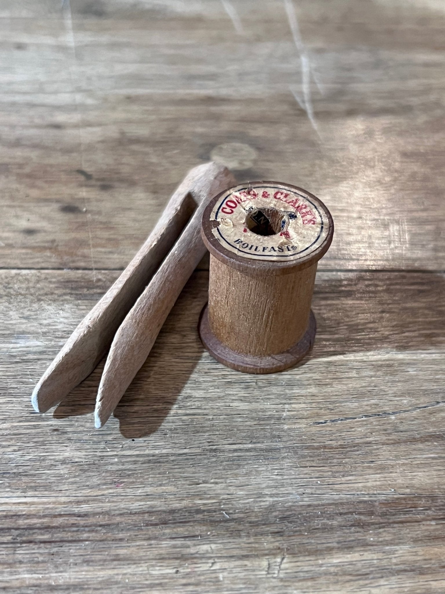 Vintage Spool & Hand Carved Clothes Pin - The Mustard Seed Collection, The Seed