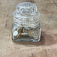 Vintage Square Glass Inkwell / Apothecary Jar with Plastic Lid & Mother of Pearl Buttons - The Mustard Seed Collection, The Seed