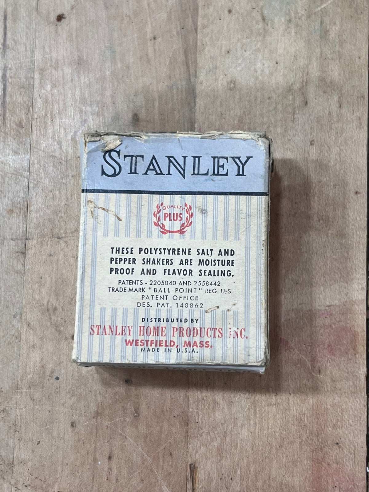 Vintage Stanley Ball Point Salt & Pepper Shakers with Original Box 