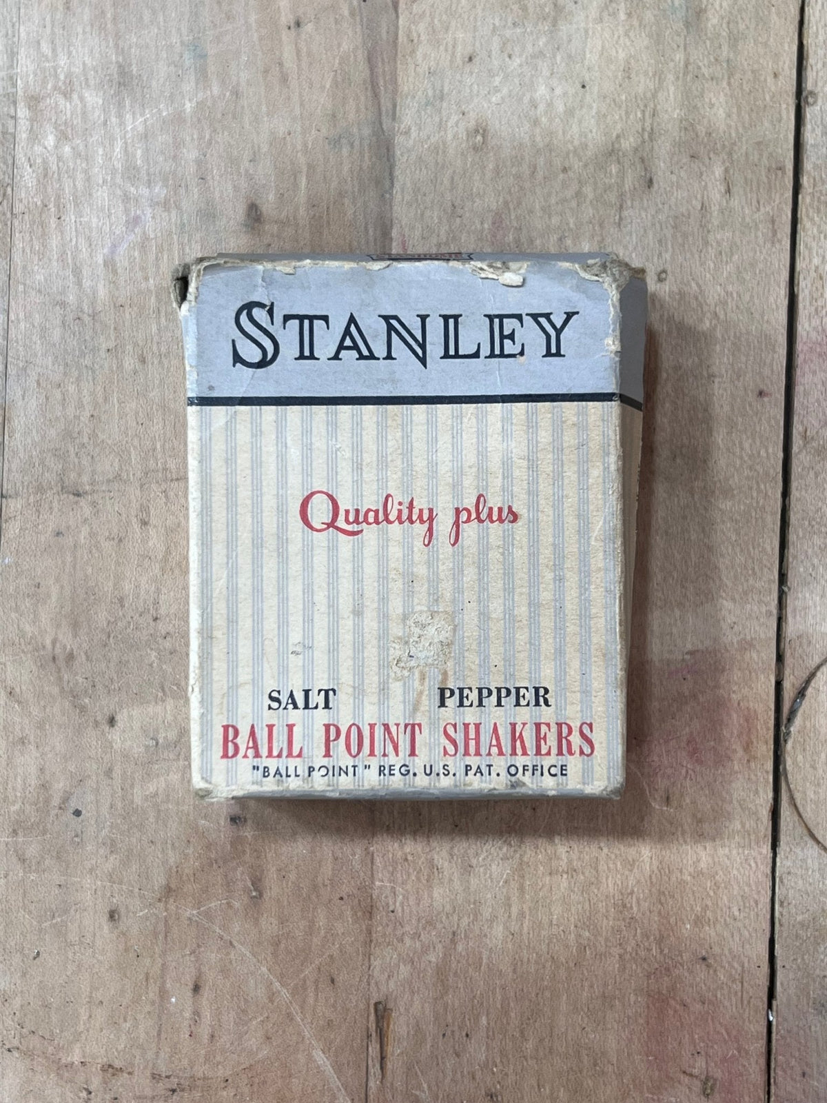 Vintage Stanley Ball Point Salt & Pepper Shakers with Original Box 