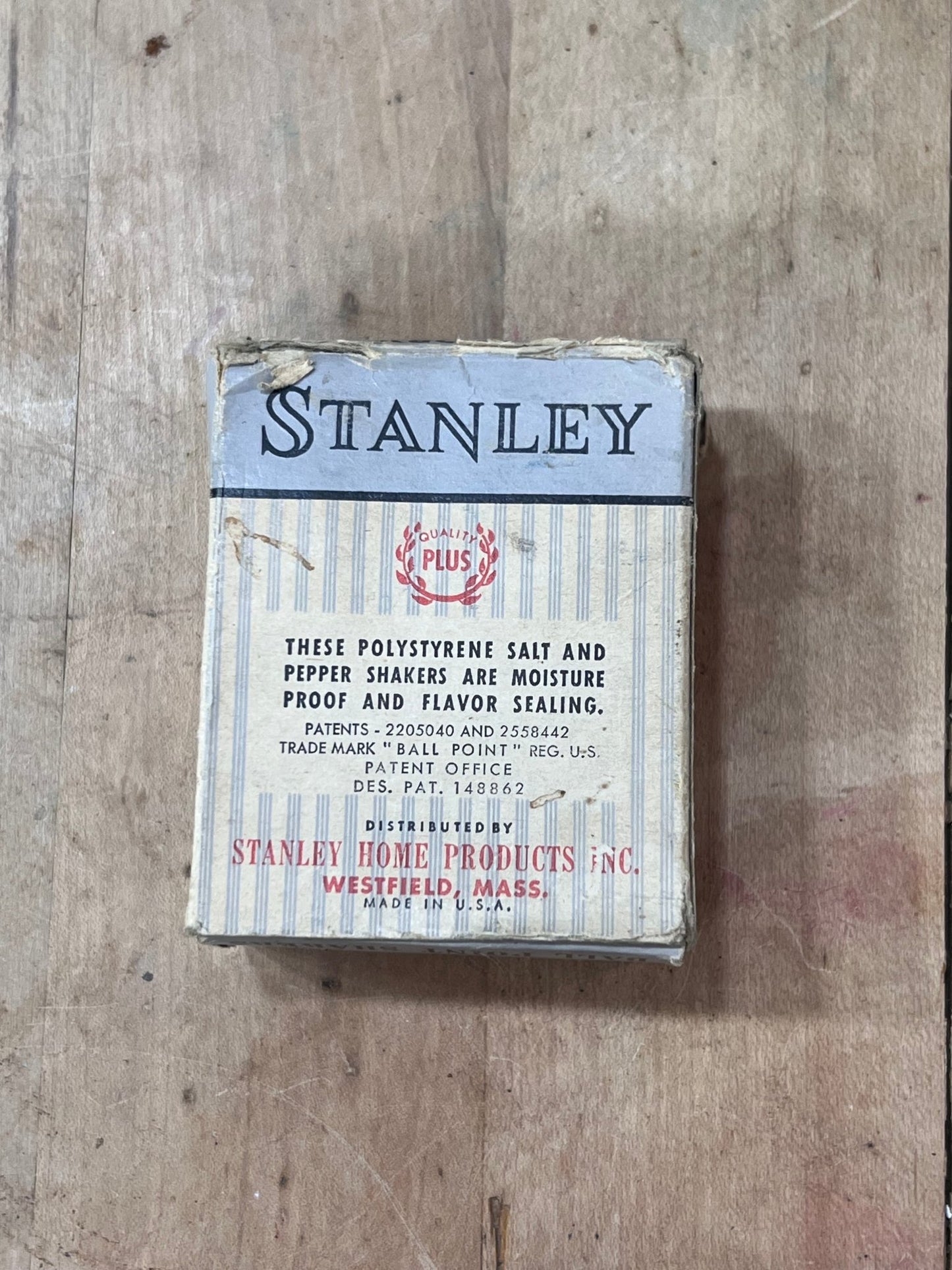 Vintage Stanley Ball Point Salt & Pepper Shakers with Original Box