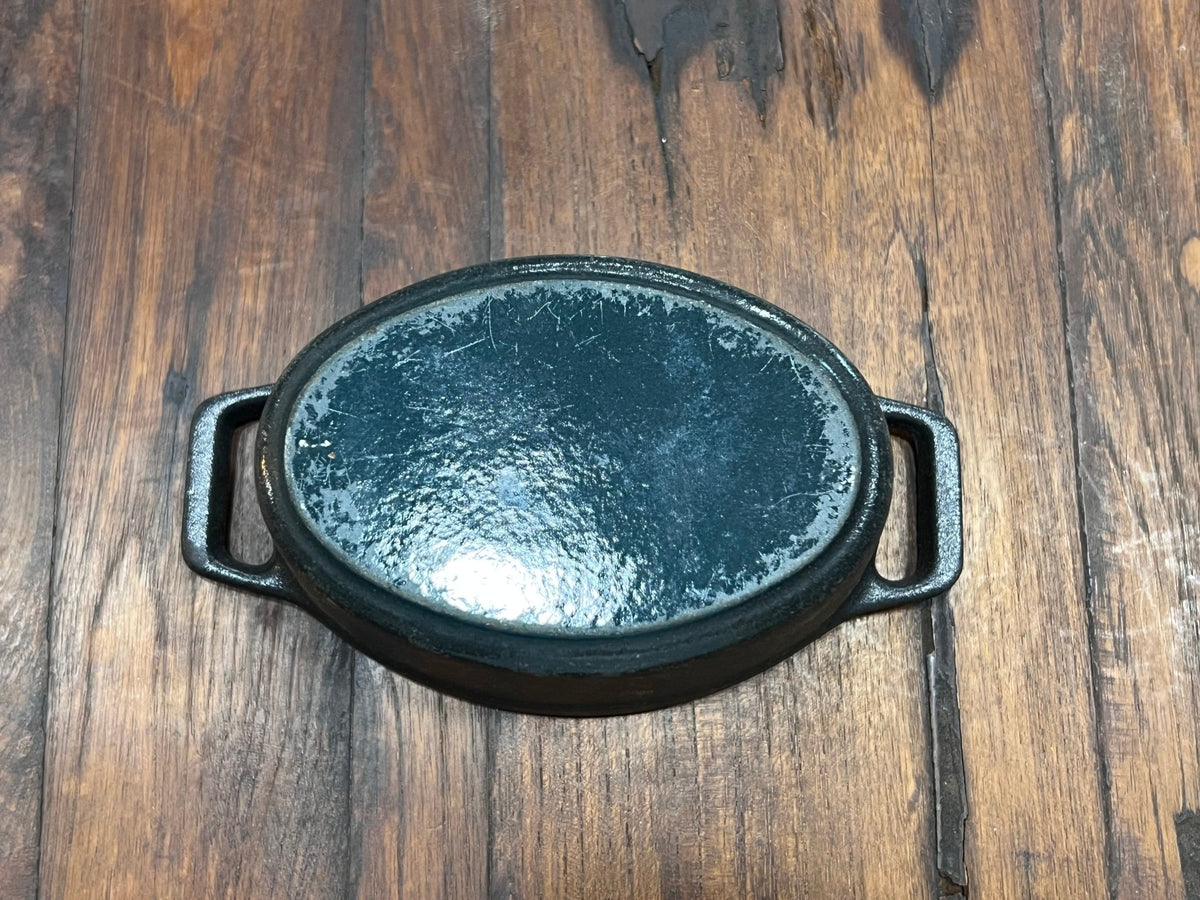 Vintage Staub Enameled Cast Iron Mini Oval Baking Dish - Matte Black & Graphite - The Mustard Seed Collection, The Seed